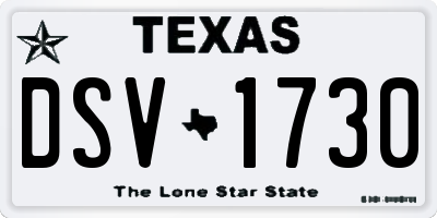TX license plate DSV1730