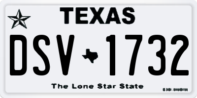 TX license plate DSV1732