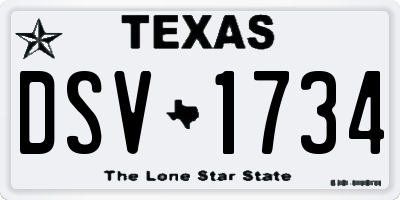 TX license plate DSV1734