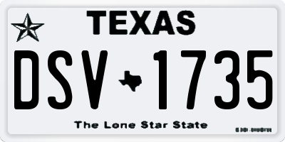TX license plate DSV1735