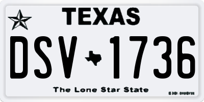 TX license plate DSV1736