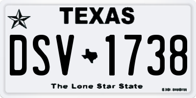 TX license plate DSV1738