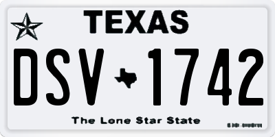 TX license plate DSV1742