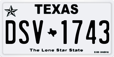TX license plate DSV1743