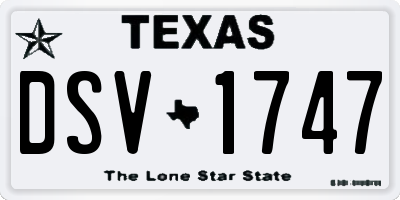 TX license plate DSV1747