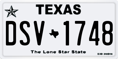 TX license plate DSV1748