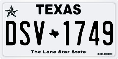 TX license plate DSV1749