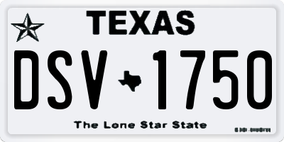 TX license plate DSV1750
