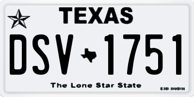 TX license plate DSV1751