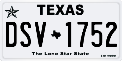 TX license plate DSV1752
