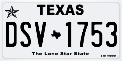TX license plate DSV1753