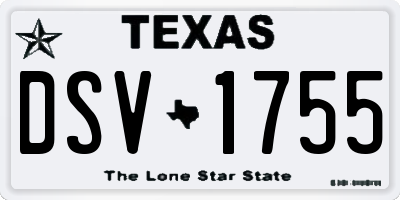 TX license plate DSV1755