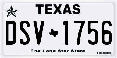 TX license plate DSV1756