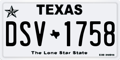 TX license plate DSV1758