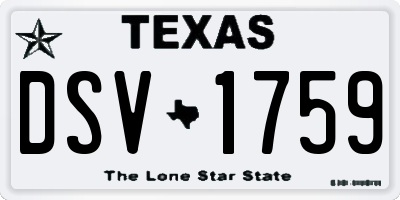 TX license plate DSV1759
