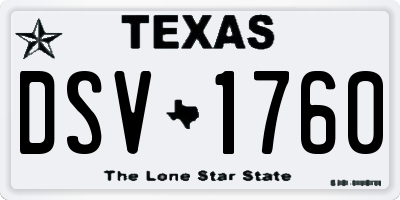 TX license plate DSV1760