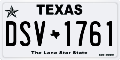 TX license plate DSV1761