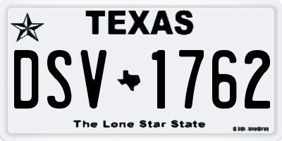 TX license plate DSV1762