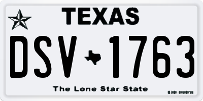TX license plate DSV1763