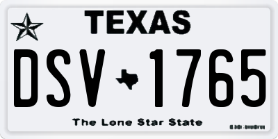 TX license plate DSV1765