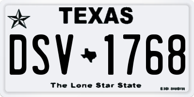TX license plate DSV1768