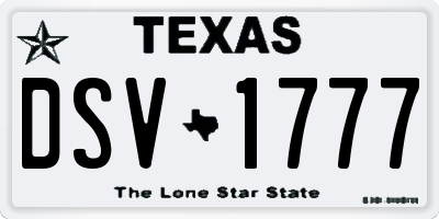 TX license plate DSV1777