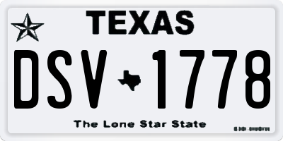 TX license plate DSV1778