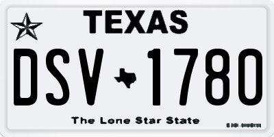 TX license plate DSV1780