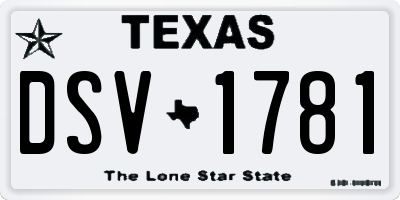 TX license plate DSV1781