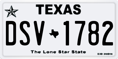 TX license plate DSV1782