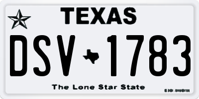 TX license plate DSV1783