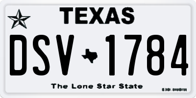 TX license plate DSV1784
