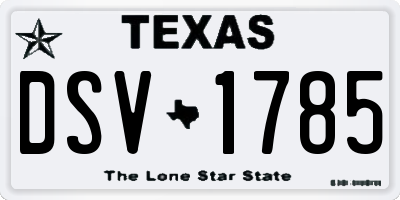 TX license plate DSV1785