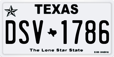 TX license plate DSV1786