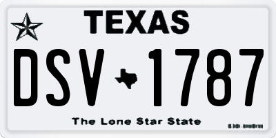 TX license plate DSV1787