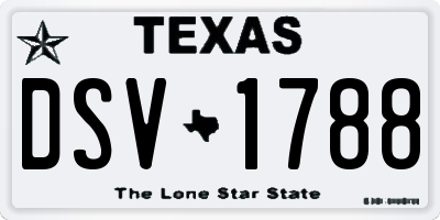 TX license plate DSV1788