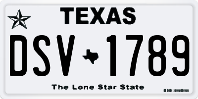 TX license plate DSV1789