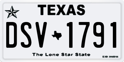 TX license plate DSV1791