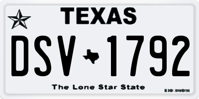 TX license plate DSV1792