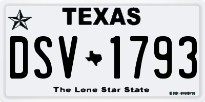 TX license plate DSV1793