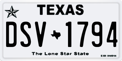 TX license plate DSV1794