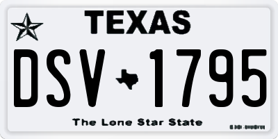 TX license plate DSV1795