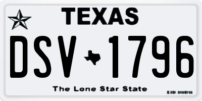 TX license plate DSV1796