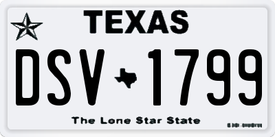 TX license plate DSV1799