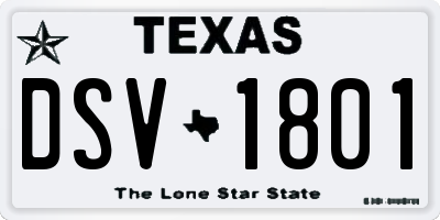 TX license plate DSV1801
