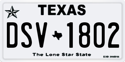 TX license plate DSV1802