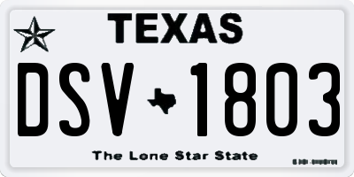 TX license plate DSV1803