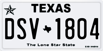 TX license plate DSV1804