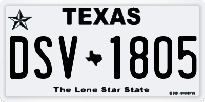 TX license plate DSV1805