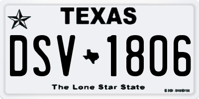 TX license plate DSV1806